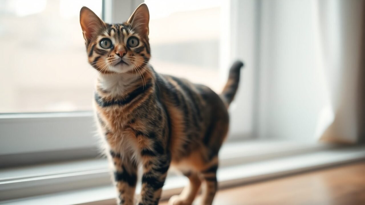 Primer plano de un gato atigrado mostrando su patrón de manto