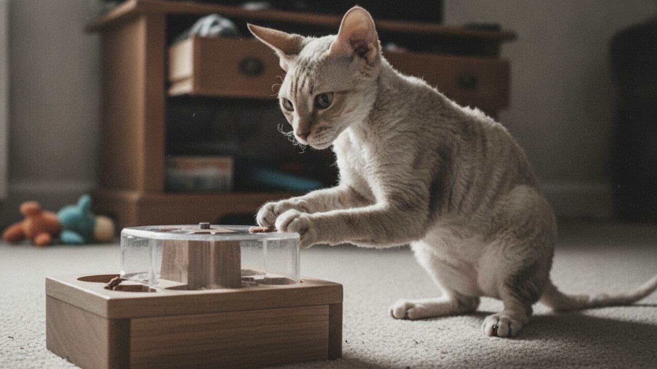 razas de gatos más inteligentes — 5. Cornish Rex — el payaso que resuelve rompecabezas