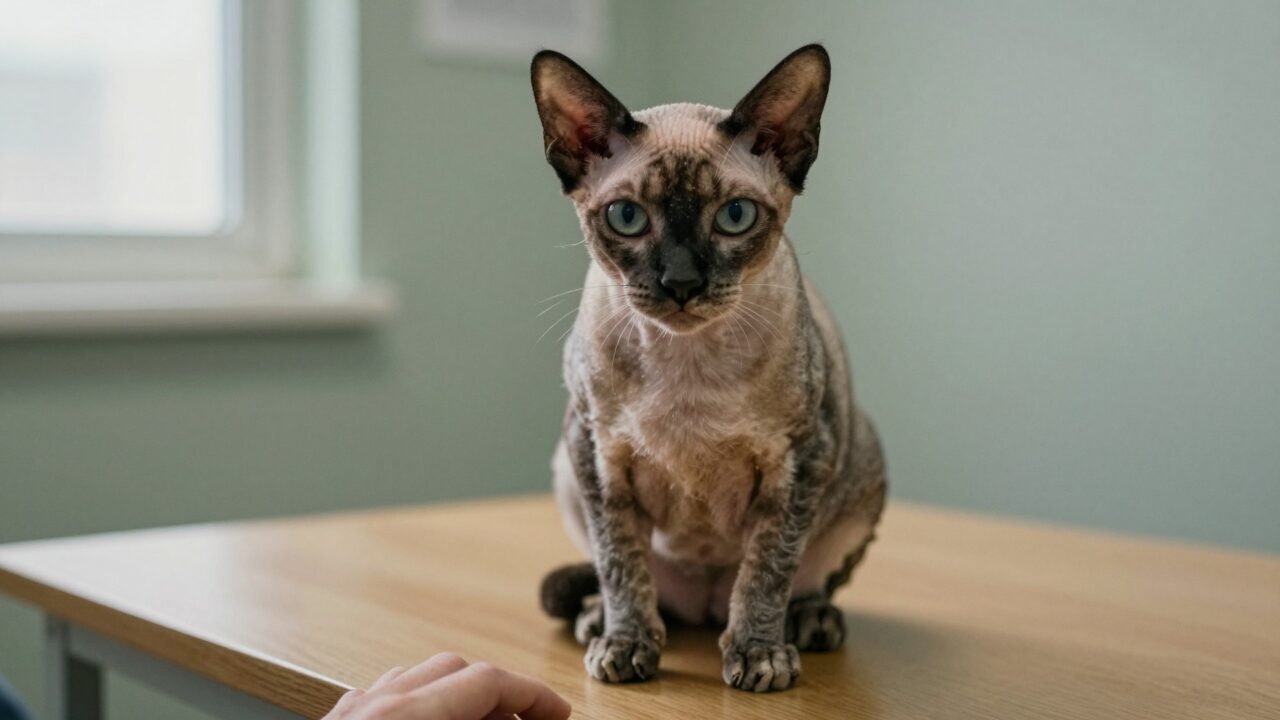 Gato Lykoi con pelaje a parches y aspecto de hombre lobo