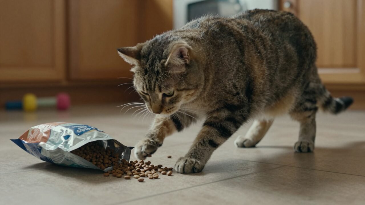 Gato de pelaje esponjado por el frío en un entorno invernal