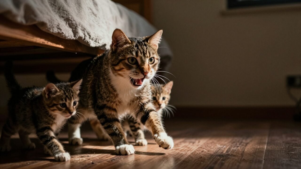 porque los gatos cambian de lugar a sus crías — Encontré a la gata media hora…