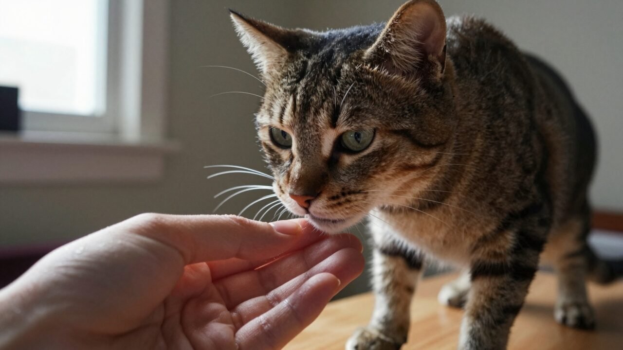 Primer plano de la nariz húmeda y rosada de un gato