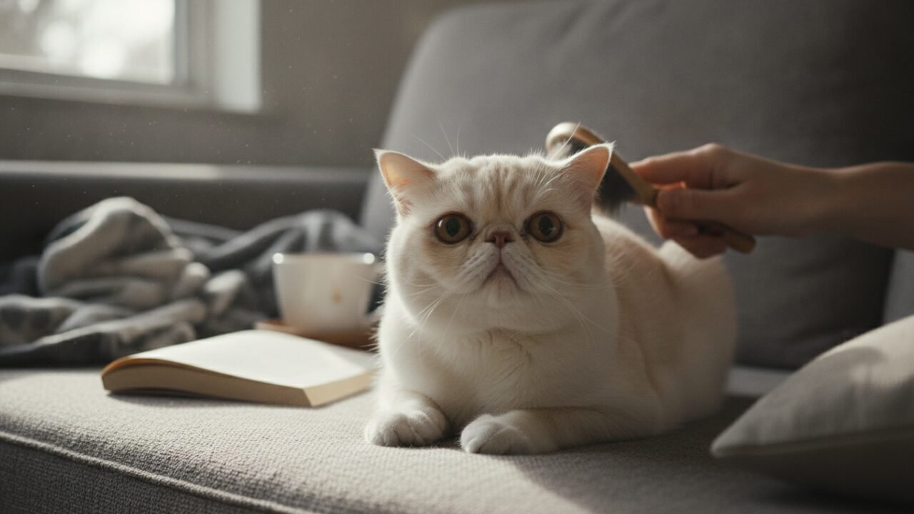 raza de gato persa exotico — El cepillado: aquí sí ganas, y no poco