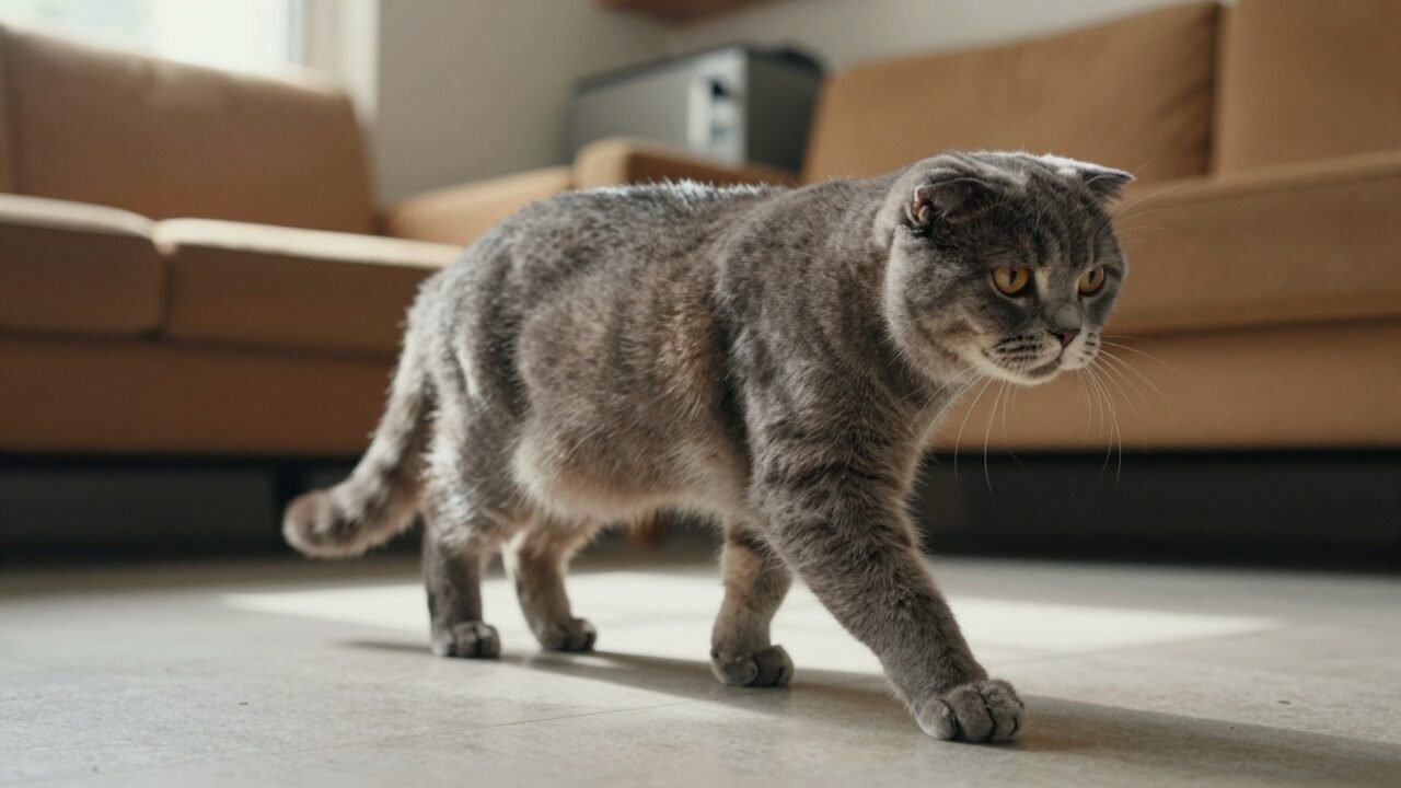 El gato que empezó en una granja de Escocia gato de orejas caídas — El gato que empezó en una granja de Escocia
