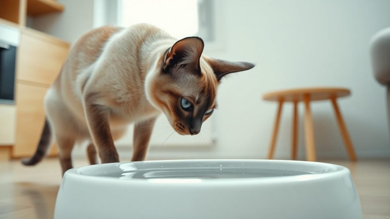 Gato oriental de orejas grandes mirando de reojo con intensidad