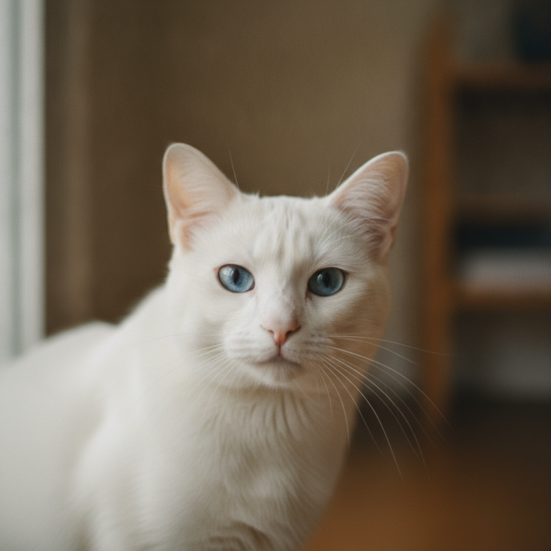 Gato blanco de ojos azules, la combinación con más riesgo de sordera