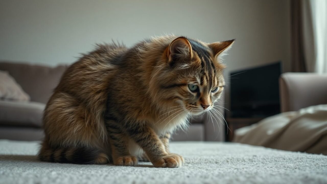 Gatto con pelo trascurato e opaco, segnale che ha smesso di leccarsi
