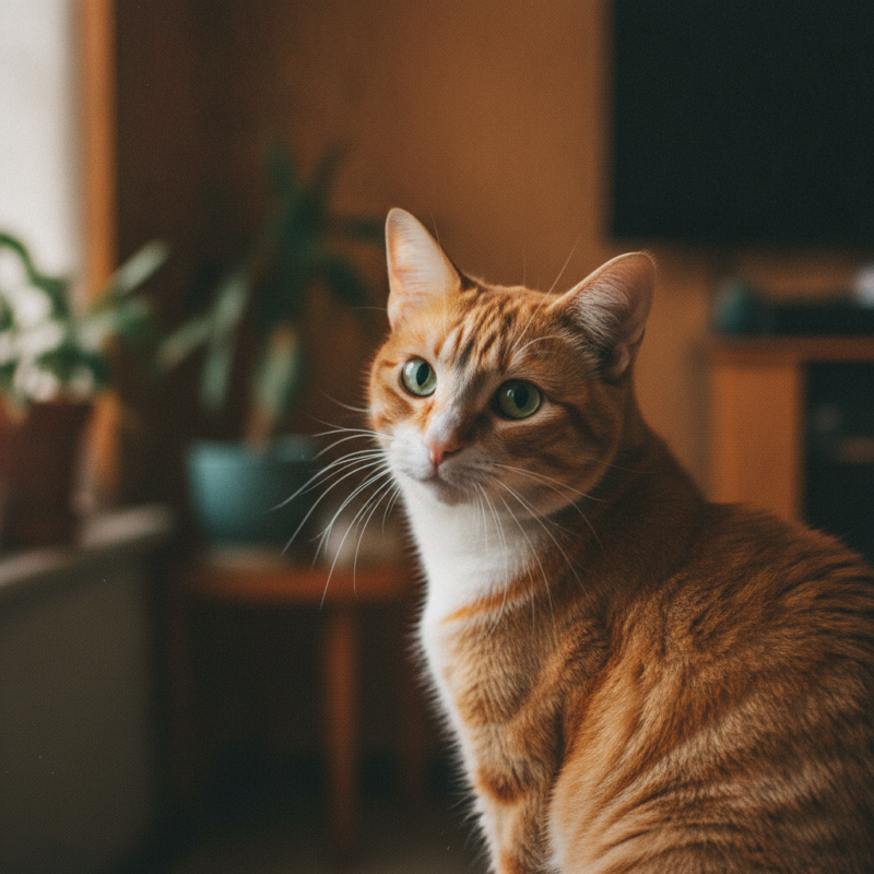 Gato de mirada intensa y dramática, el secreto oculto del ronroneo