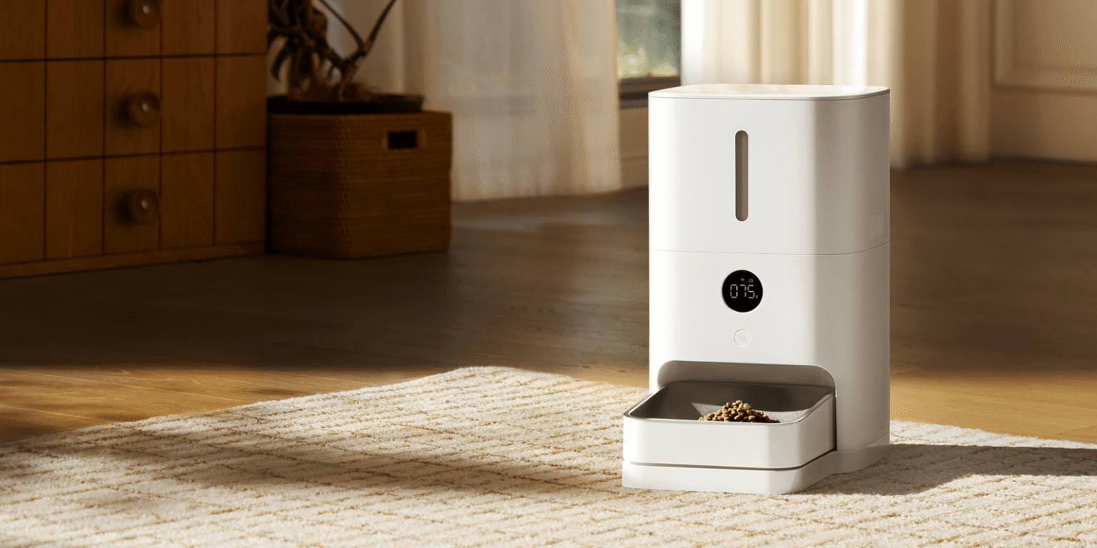comedero automático para gatos con depósito programable