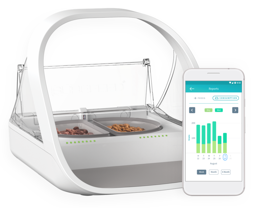 SureFeed Microchip Pet Feeder Connect con app para controlar la alimentación del gato