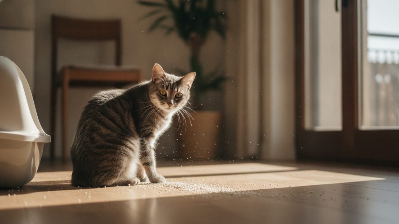 Perché il gatto butta fuori la lettiera: non è dispetto, è quasi sempre un segnale