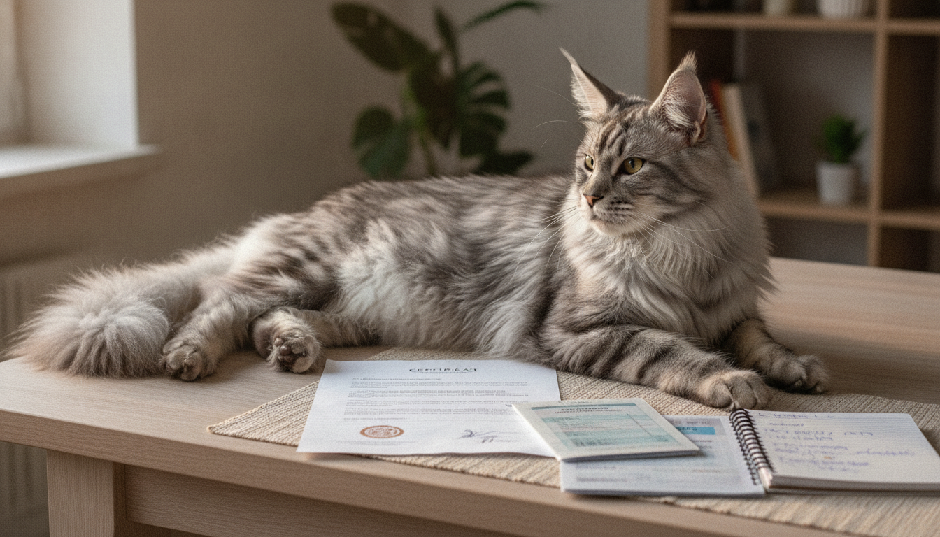 Maine Coon cat looking alert