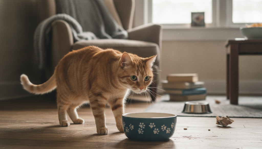 gatto che sceglie tra più punti acqua in casa